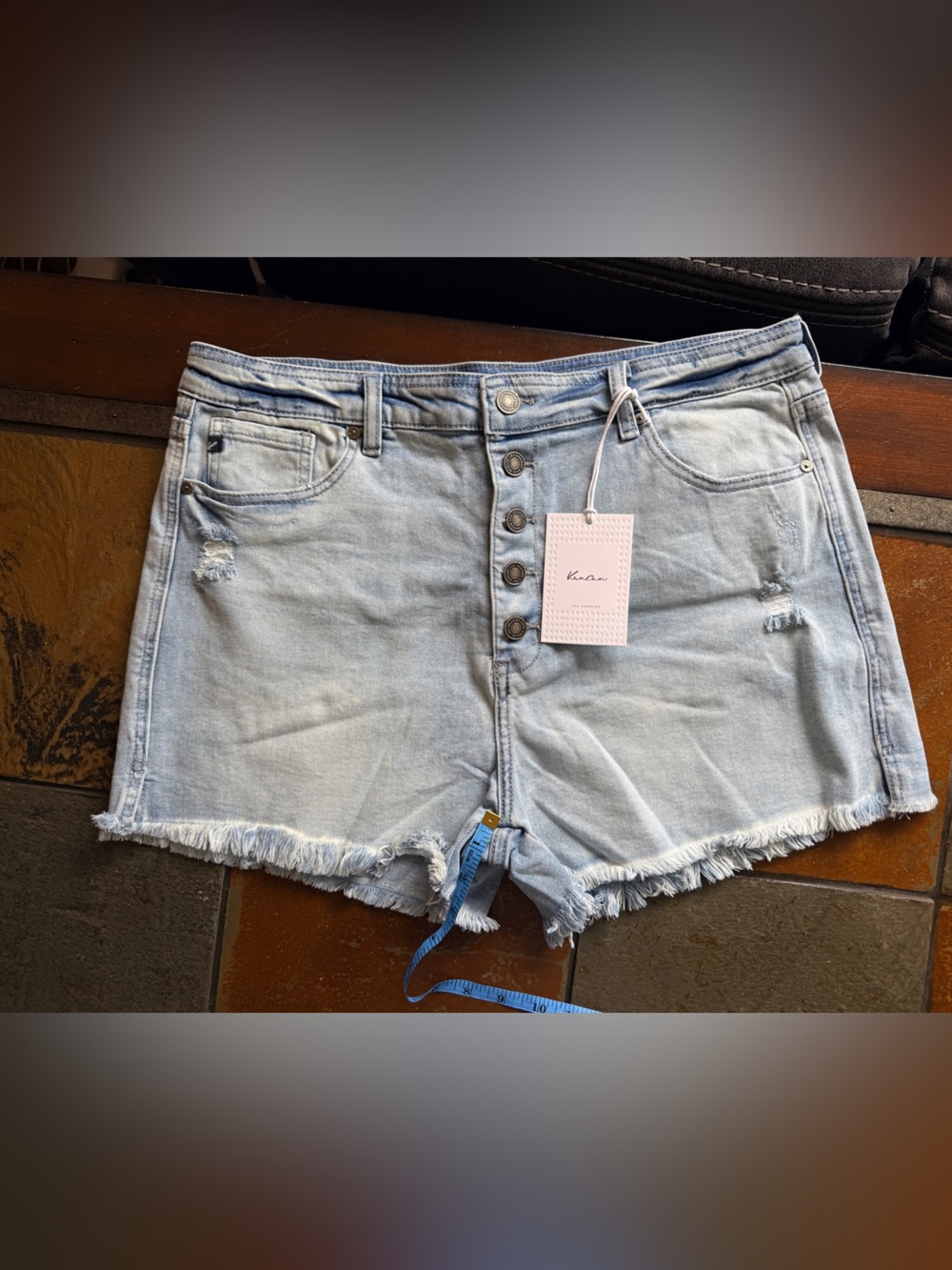 BNWT Kancan cotton button fly size 16 light denim jean short preppy summer